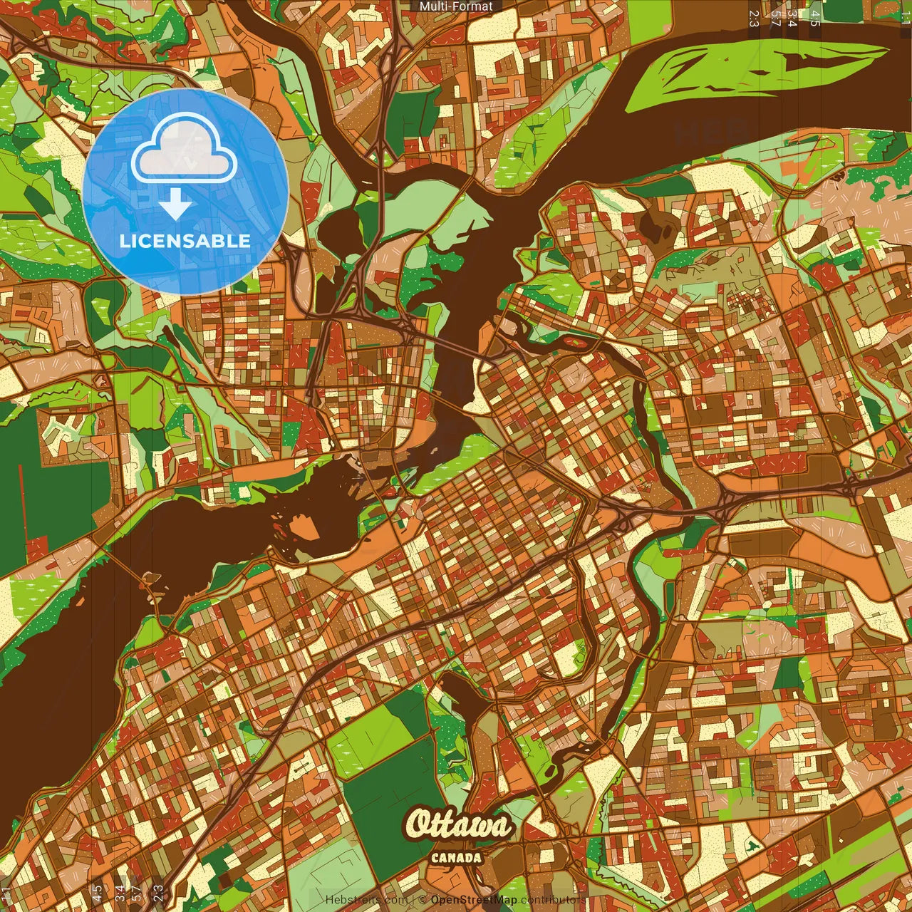 Ottawa Canada Farmhouse Poster Art Map Template