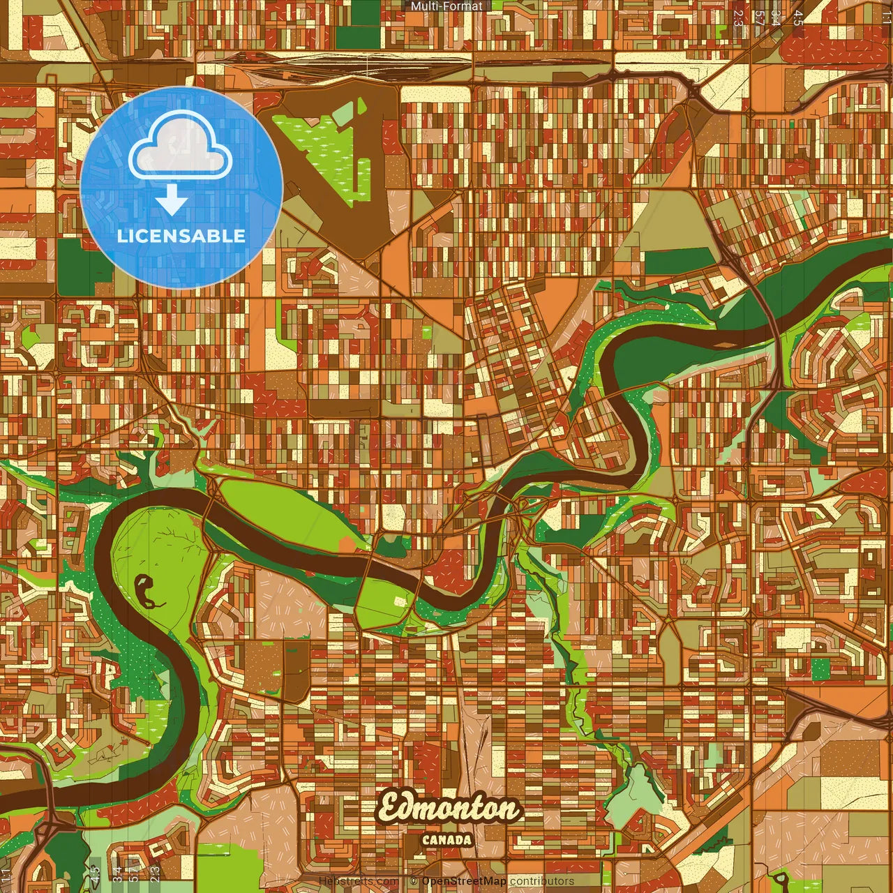 Edmonton Canada Farmhouse Poster Art Map Template