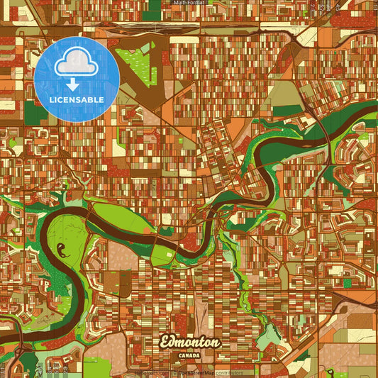 Edmonton Canada Farmhouse Poster Art Map Template