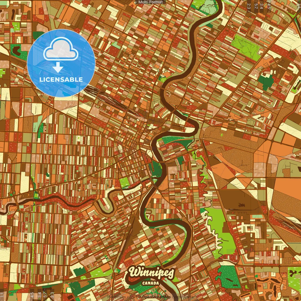 Winnipeg Canada Farmhouse Poster Art Map Template