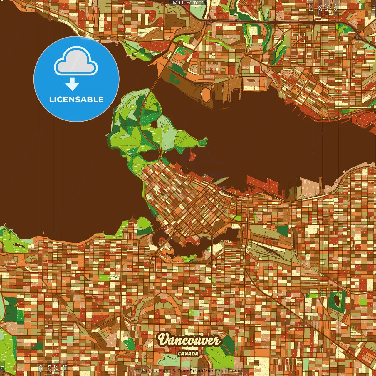 Vancouver Canada Farmhouse Poster Art Map Template