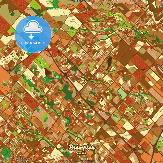 Brampton Canada Farmhouse Poster Art Map Template