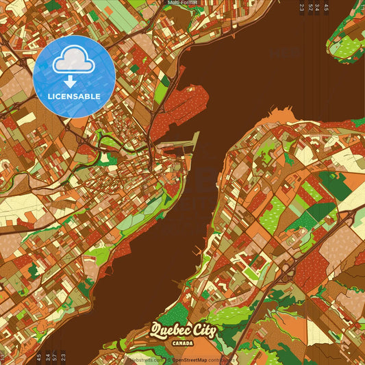 Quebec City Canada Farmhouse Poster Art Map Template