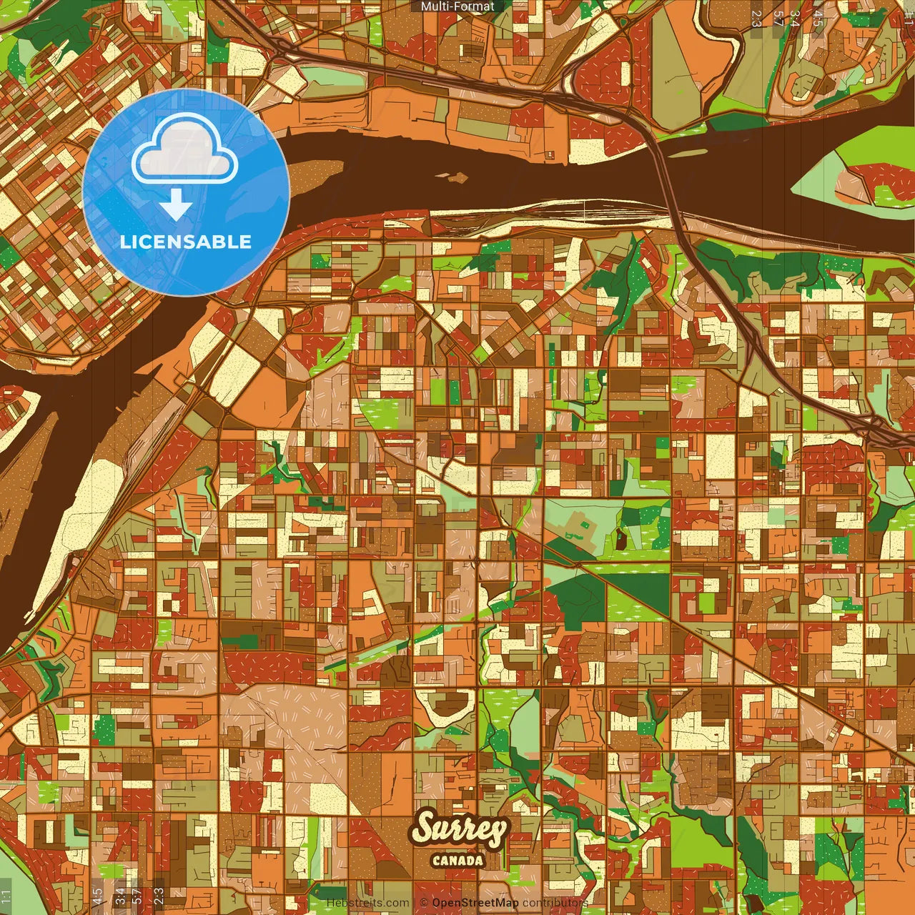 Surrey Canada Farmhouse Poster Art Map Template