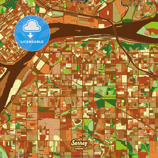 Surrey Canada Farmhouse Poster Art Map Template