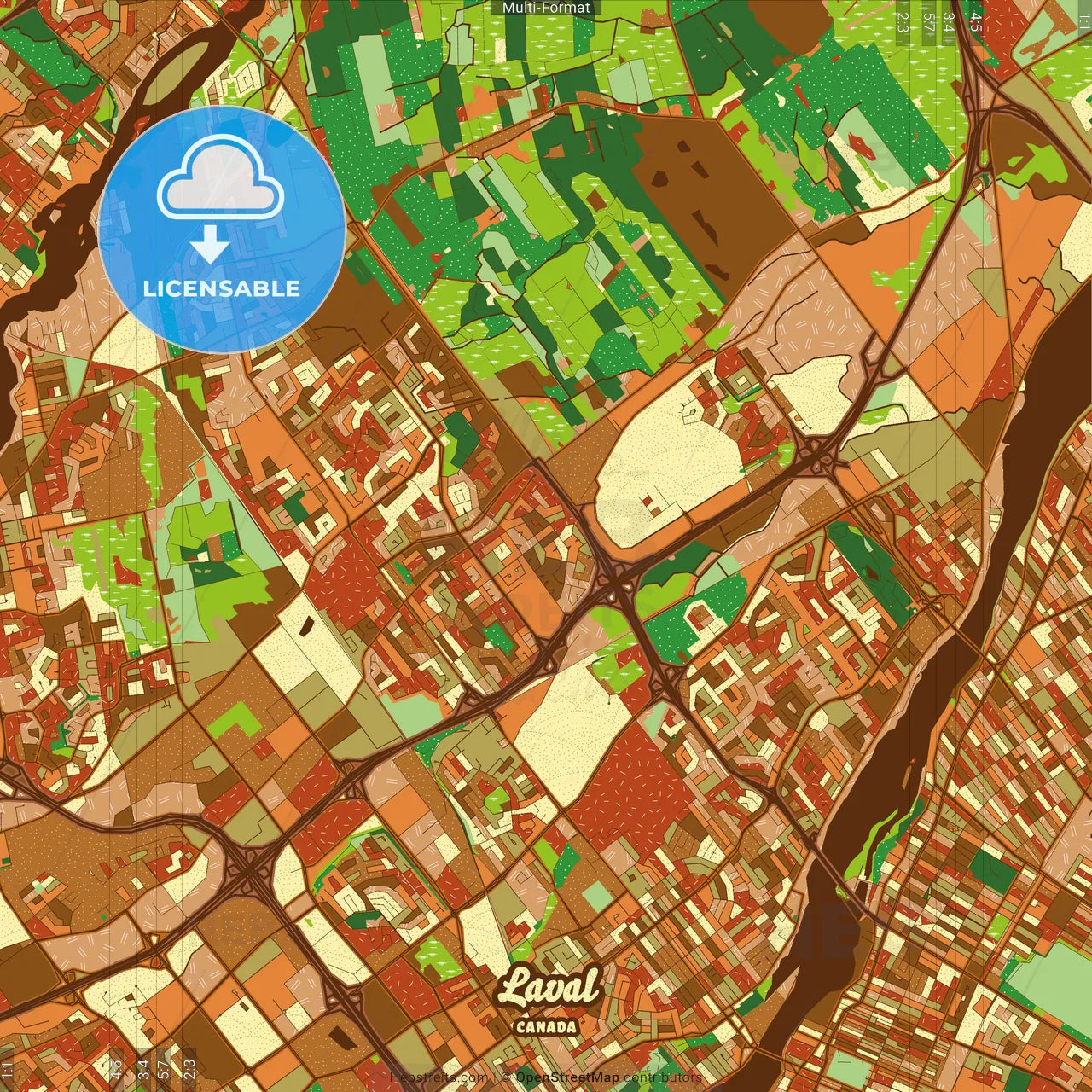 Laval Canada Farmhouse Poster Art Map Template