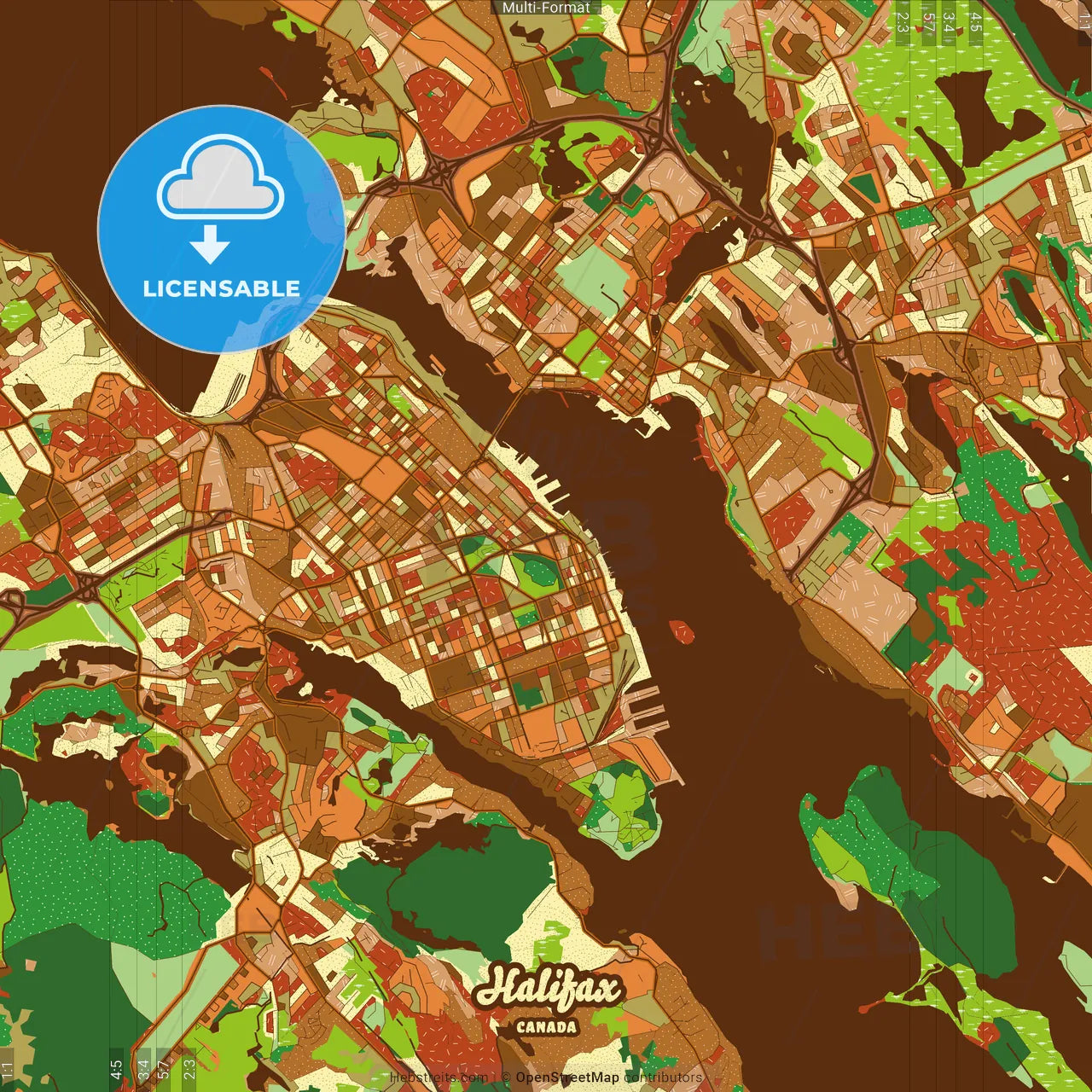 Halifax Canada Farmhouse Poster Art Map Template