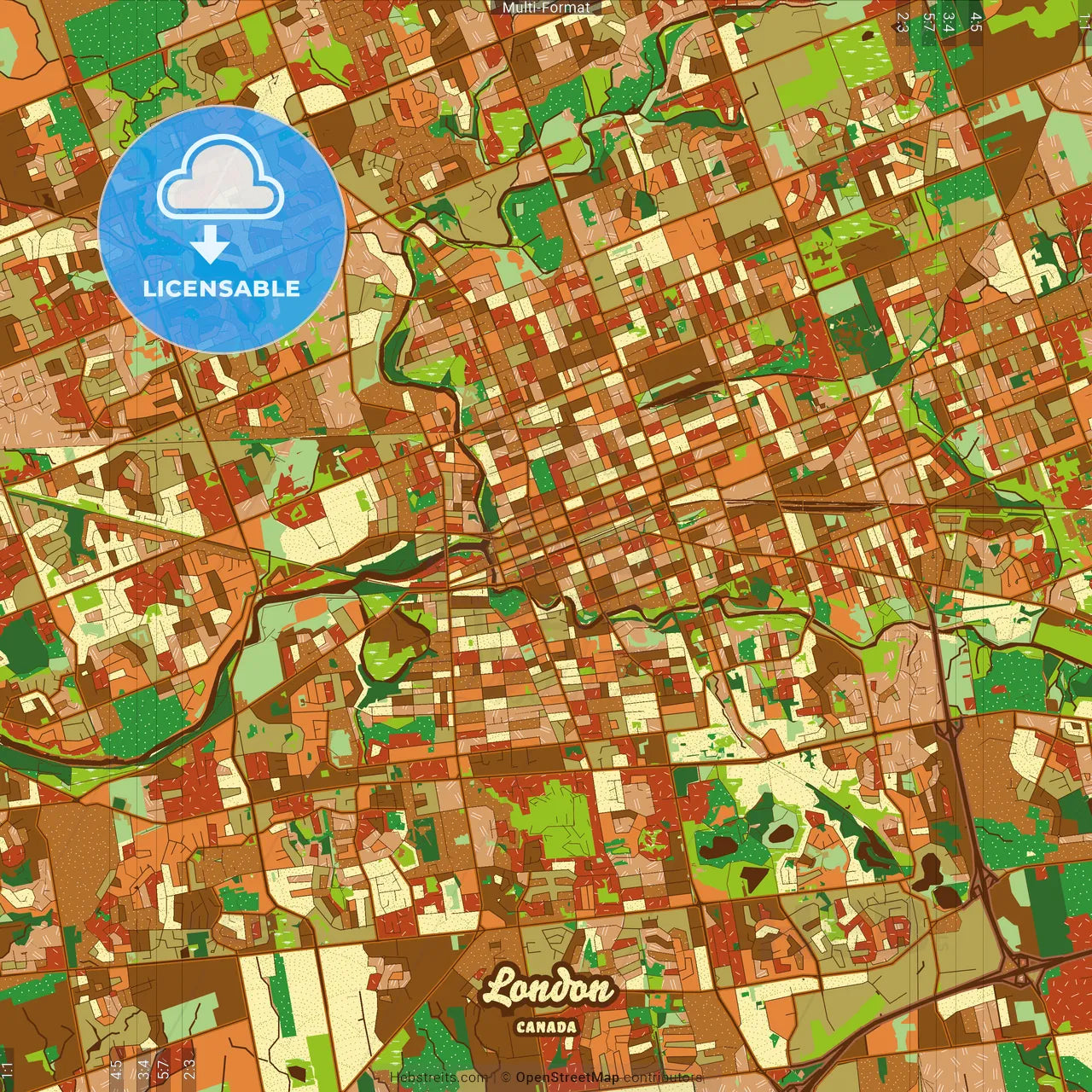 London Canada Farmhouse Poster Art Map Template