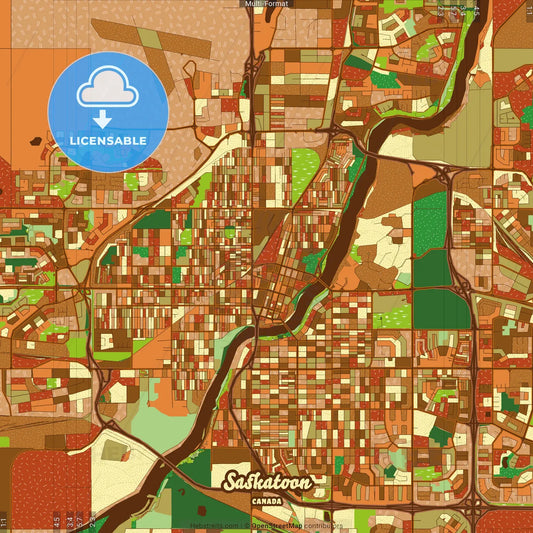 Saskatoon Canada Farmhouse Poster Art Map Template