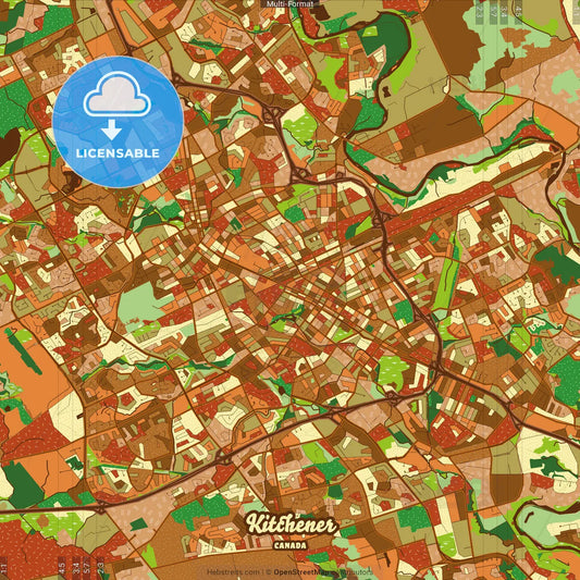 Kitchener Canada Farmhouse Poster Art Map Template