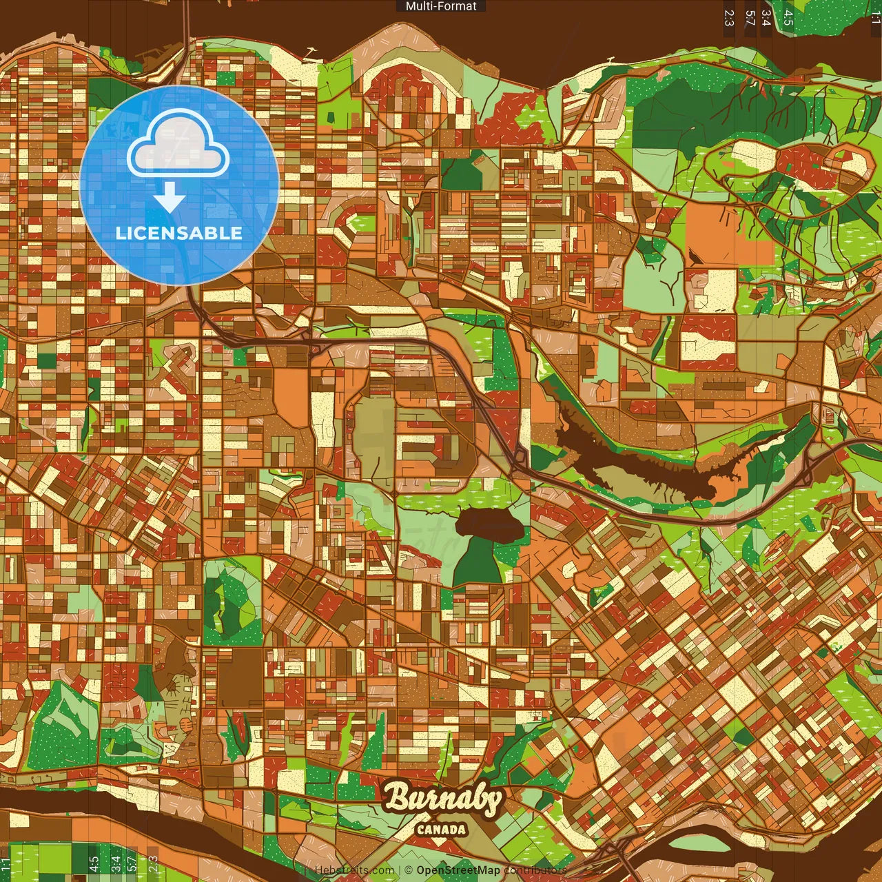 Burnaby Canada Farmhouse Poster Art Map Template