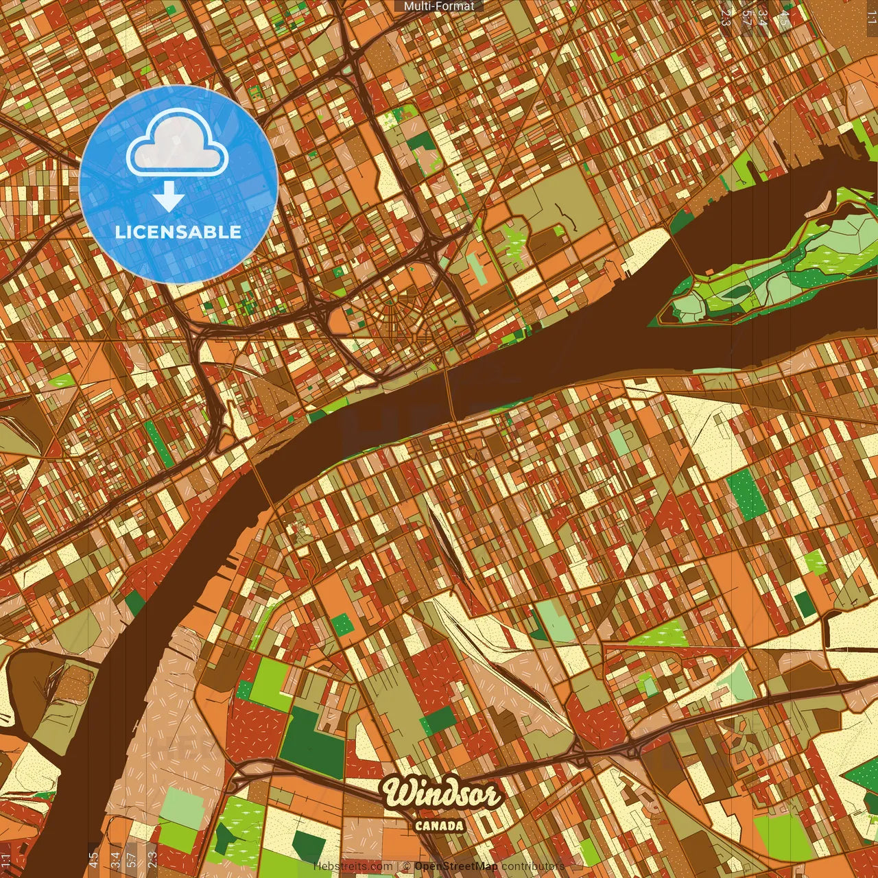 Windsor Canada Farmhouse Poster Art Map Template