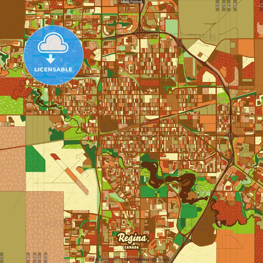 Regina Canada Farmhouse Poster Art Map Template