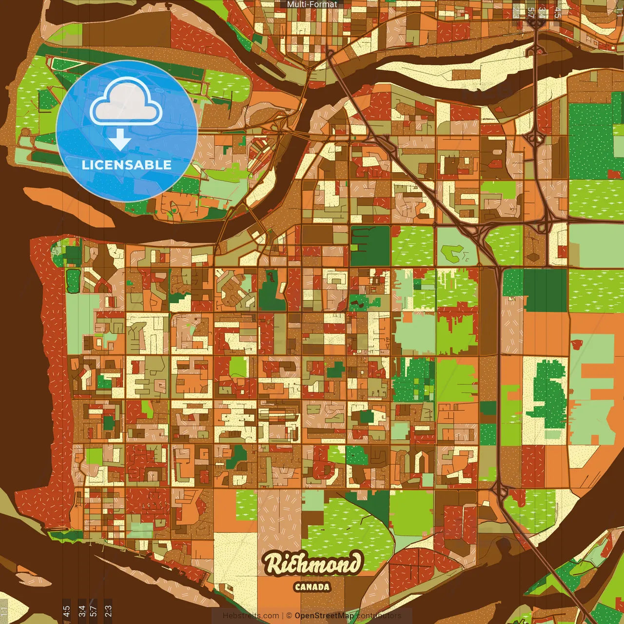 Richmond Canada Farmhouse Poster Art Map Template