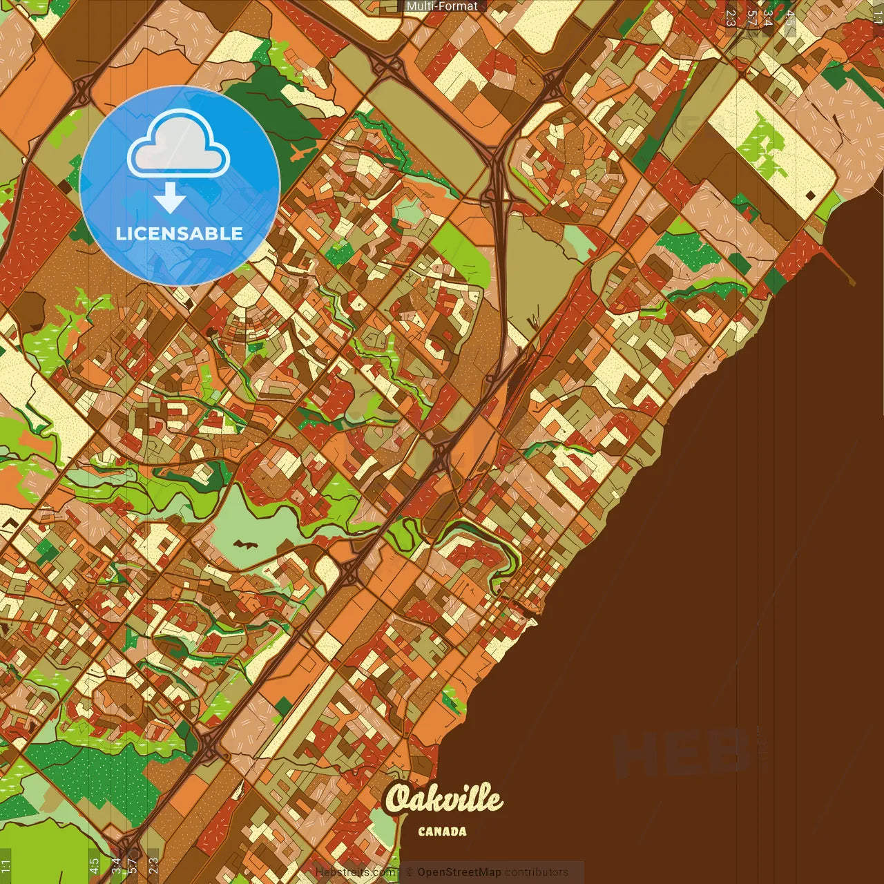 Oakville Canada Farmhouse Poster Art Map Template