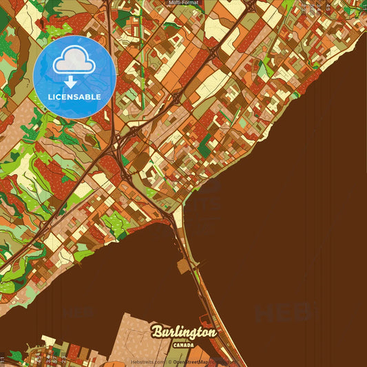 Burlington Canada Farmhouse Poster Art Map Template