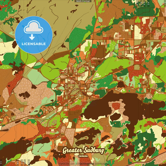Greater Sudbury Canada Farmhouse Poster Art Map Template
