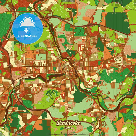 Sherbrooke Canada Farmhouse Poster Art Map Template