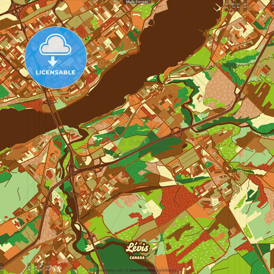 Lévis Canada Farmhouse Poster Art Map Template
