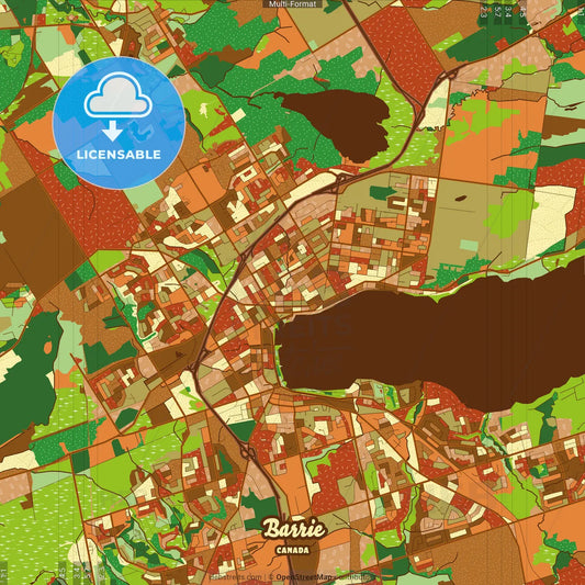 Barrie Canada Farmhouse Poster Art Map Template