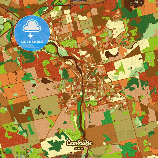 Cambridge Canada Farmhouse Poster Art Map Template