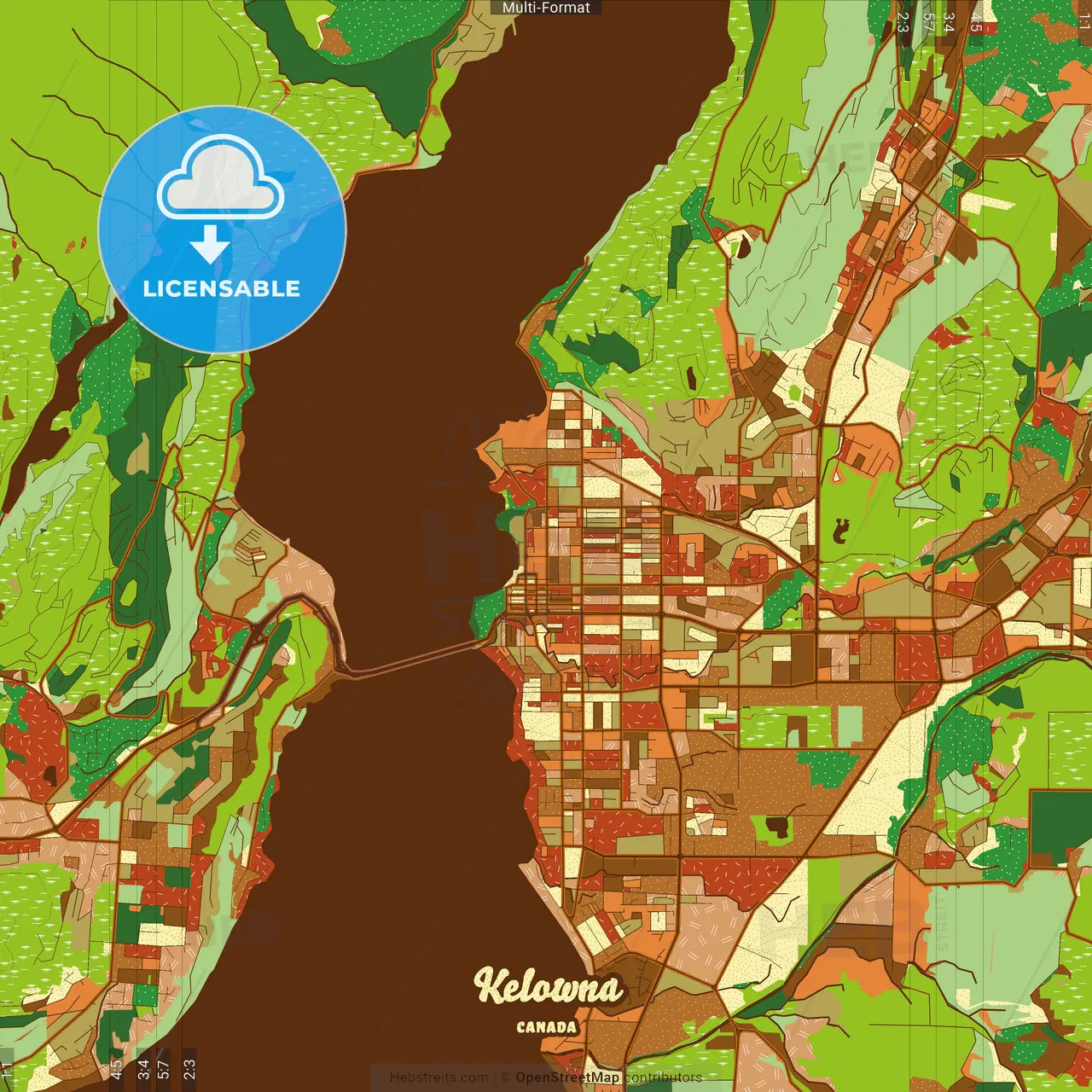 Kelowna Canada Farmhouse Poster Art Map Template