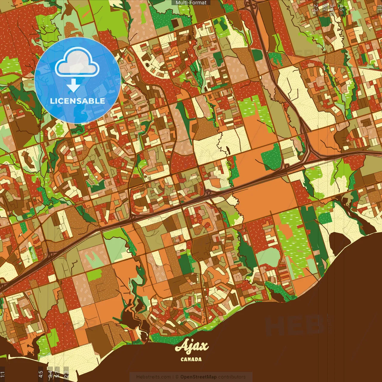 Ajax Canada Farmhouse Poster Art Map Template
