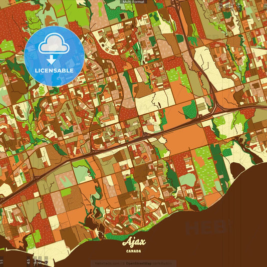 Ajax Canada Farmhouse Poster Art Map Template