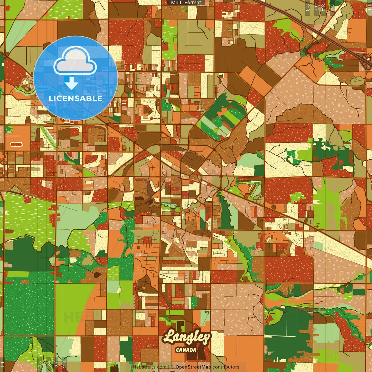 Langley Canada Farmhouse Poster Art Map Template