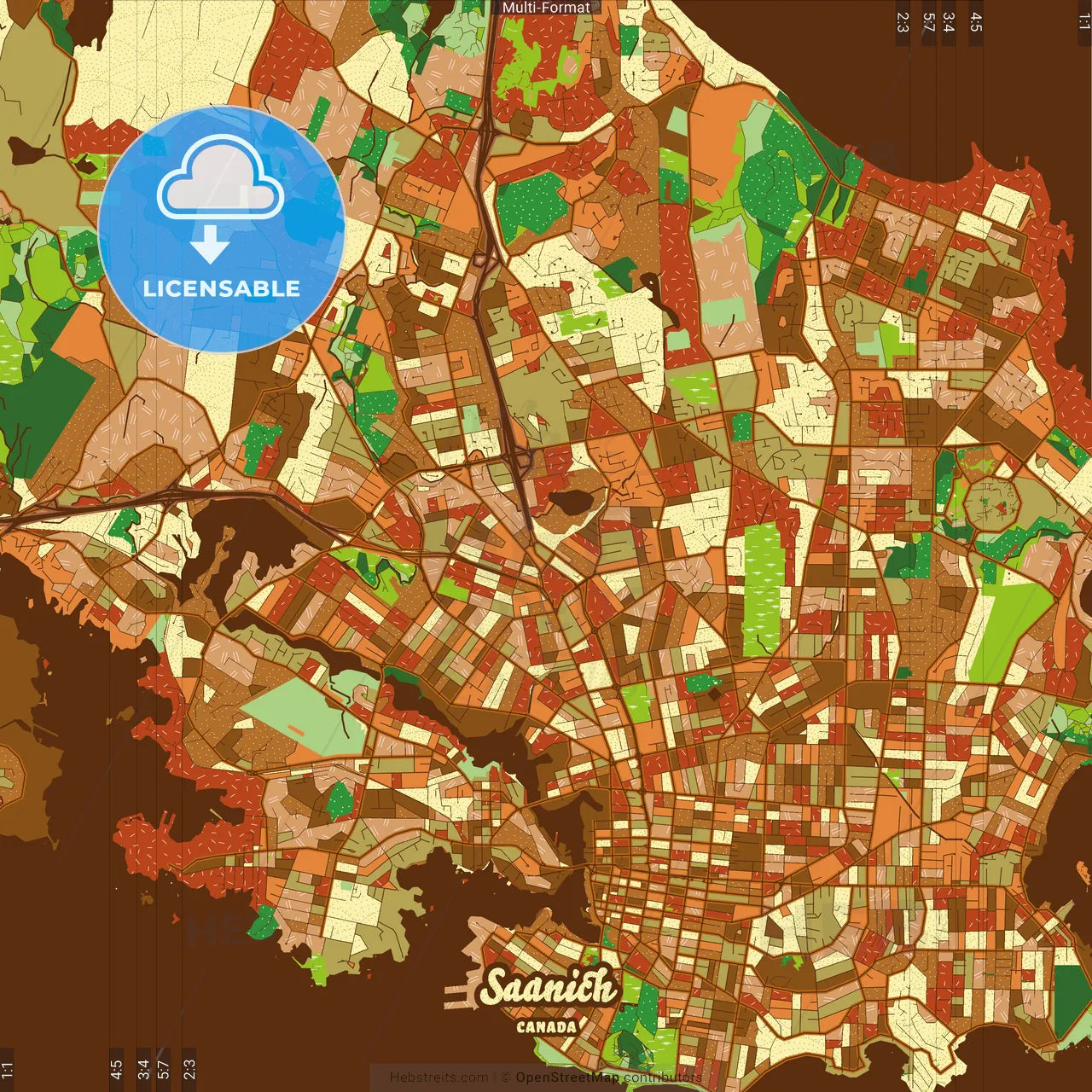 Saanich Canada Farmhouse Poster Art Map Template
