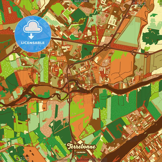 Terrebonne Canada Farmhouse Poster Art Map Template