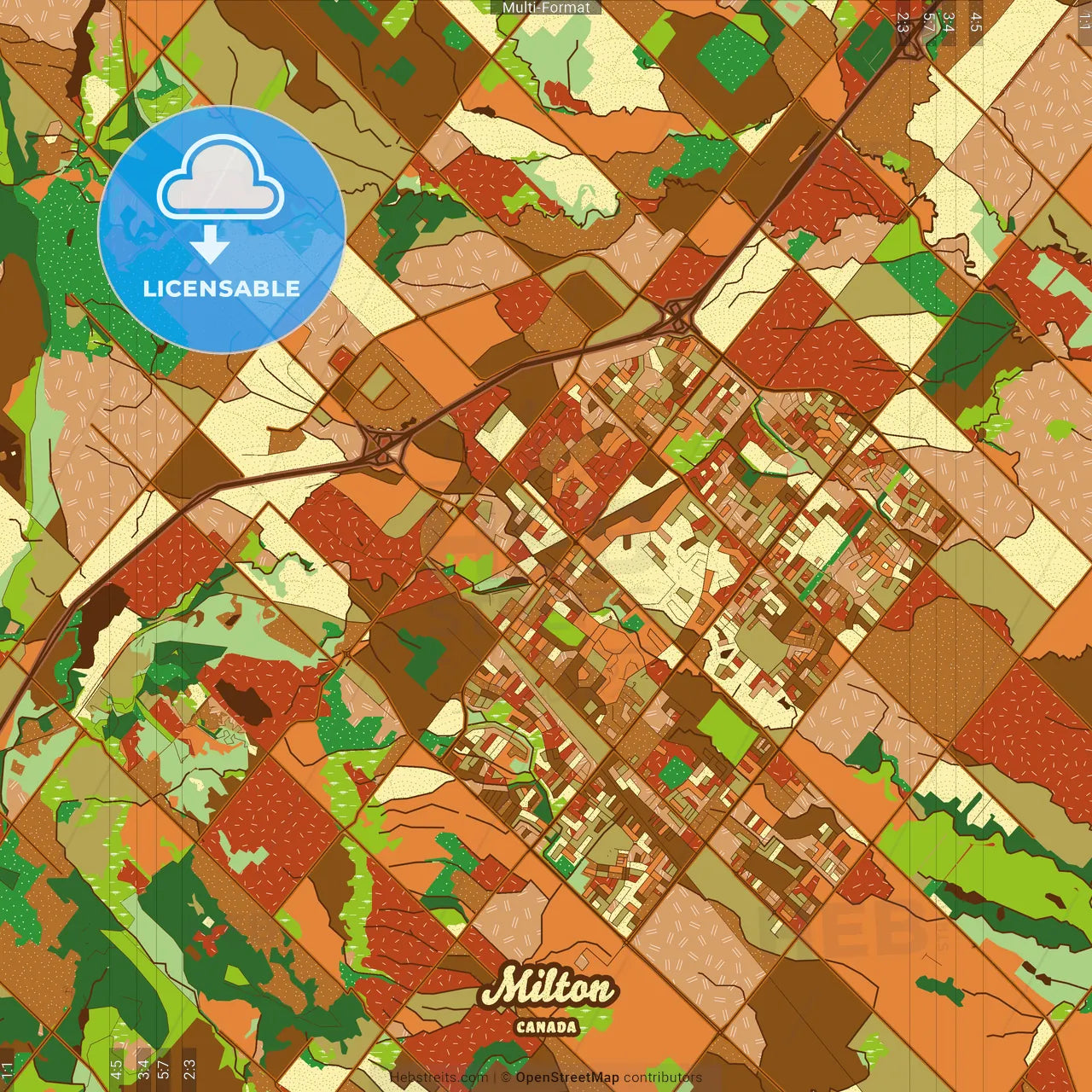 Milton Canada Farmhouse Poster Art Map Template