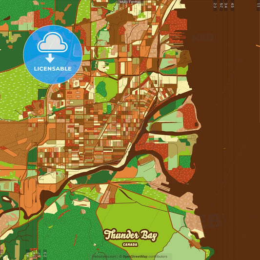 Thunder Bay Canada Farmhouse Poster Art Map Template