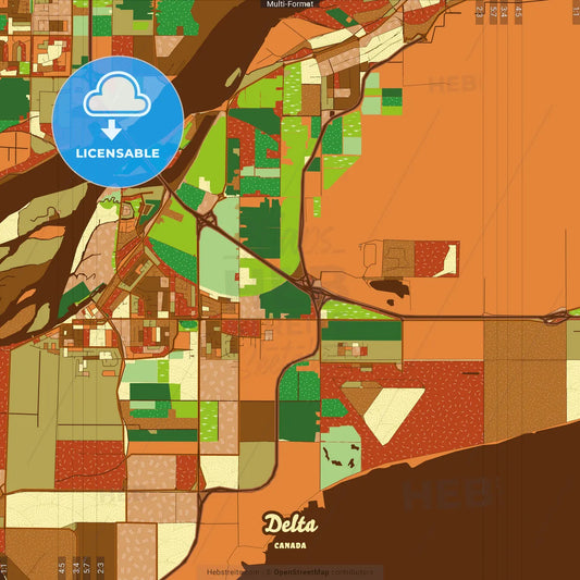 Delta Canada Farmhouse Poster Art Map Template