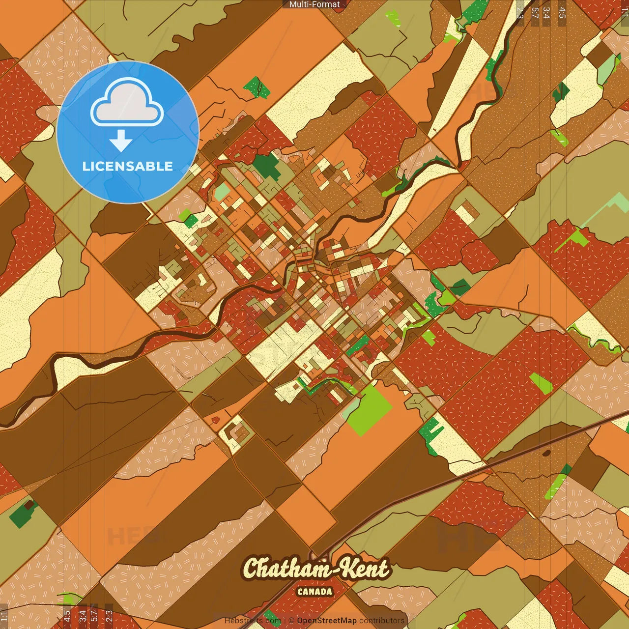 Chatham-Kent Canada Farmhouse Poster Art Map Template