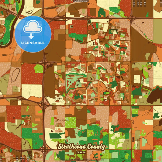 Strathcona County Canada Farmhouse Poster Art Map Template