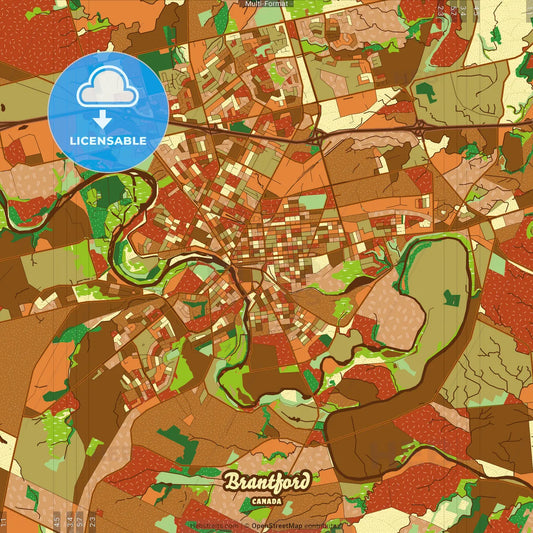 Brantford Canada Farmhouse Poster Art Map Template