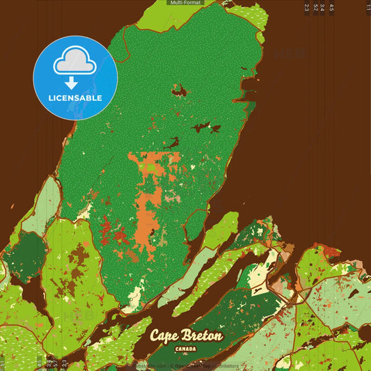 Cape Breton Canada Farmhouse Poster Art Map Template