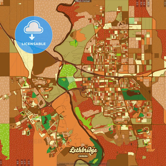 Lethbridge Canada Farmhouse Poster Art Map Template