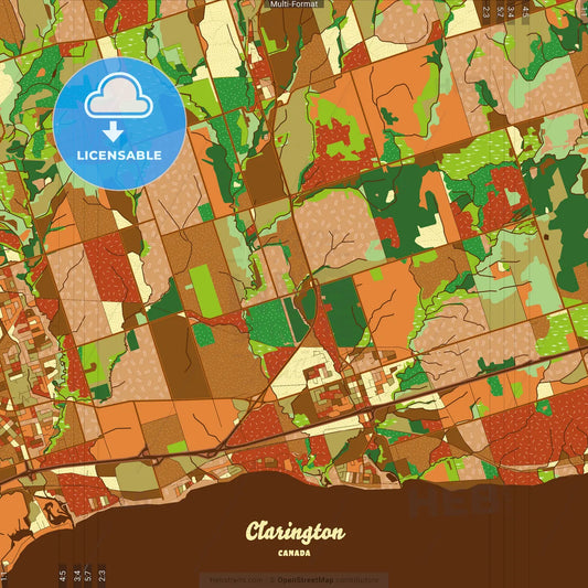 Clarington Canada Farmhouse Poster Art Map Template