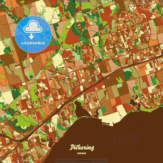 Pickering Canada Farmhouse Poster Art Map Template