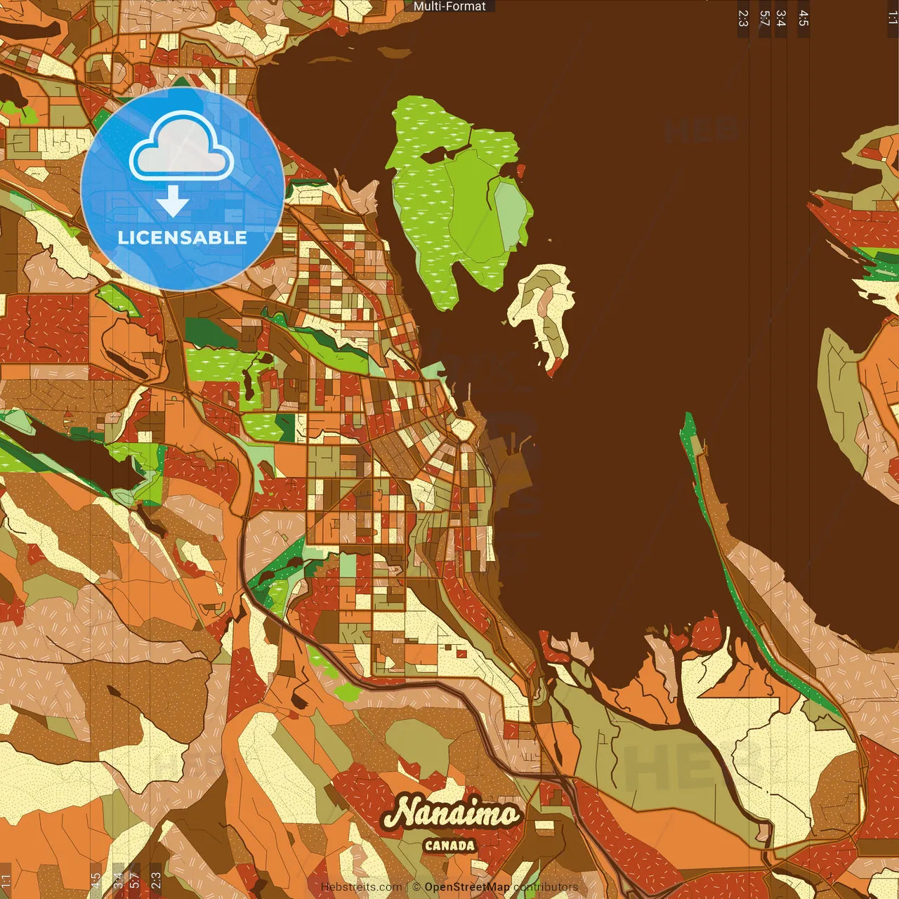 Nanaimo Canada Farmhouse Poster Art Map Template