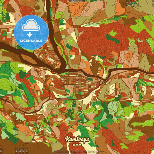 Kamloops Canada Farmhouse Poster Art Map Template