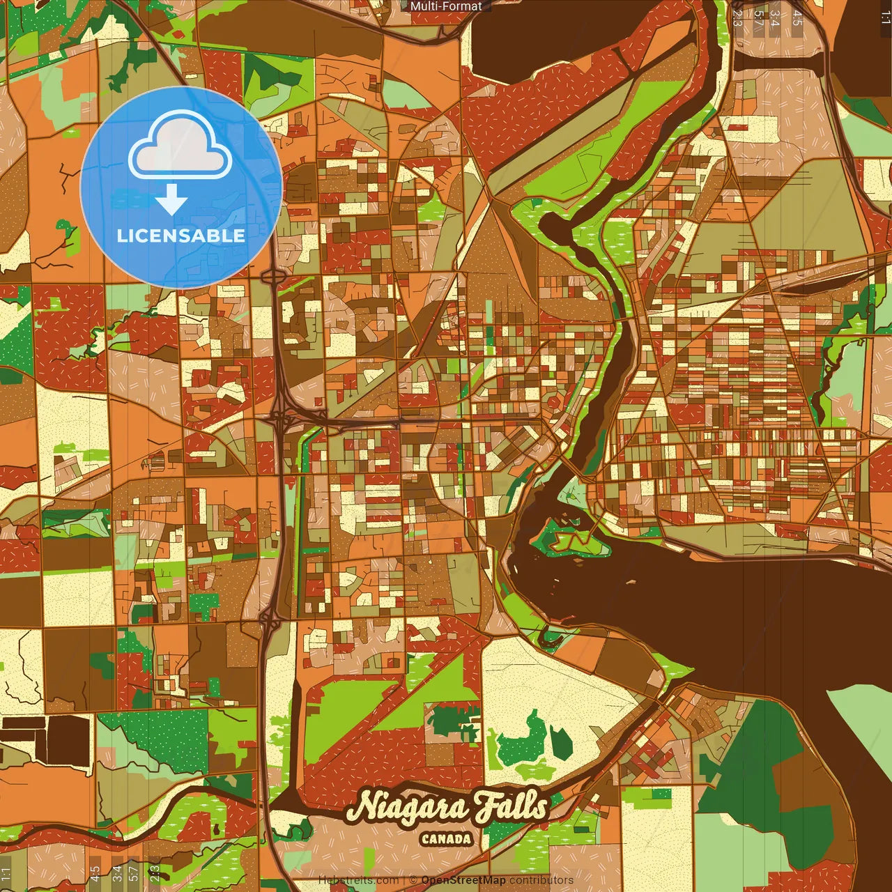 Niagara Falls Canada Farmhouse Poster Art Map Template