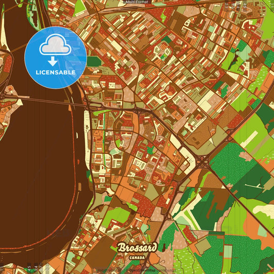 Brossard Canada Farmhouse Poster Art Map Template