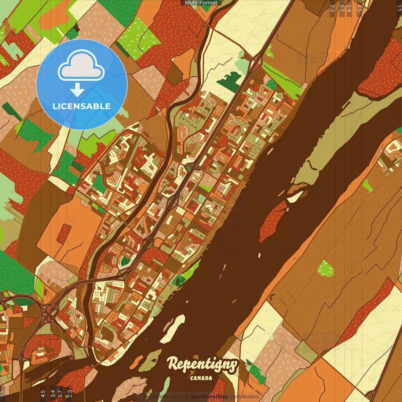 Repentigny Canada Farmhouse Poster Art Map Template