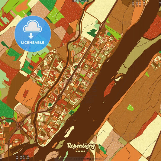 Repentigny Canada Farmhouse Poster Art Map Template