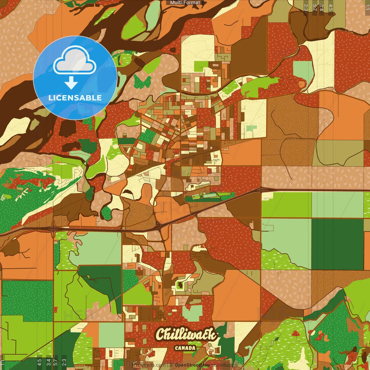 Chilliwack Canada Farmhouse Poster Art Map Template