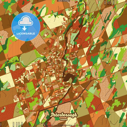 Peterborough Canada Farmhouse Poster Art Map Template