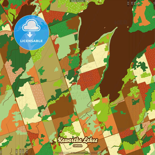 Kawartha Lakes Canada Farmhouse Poster Art Map Template